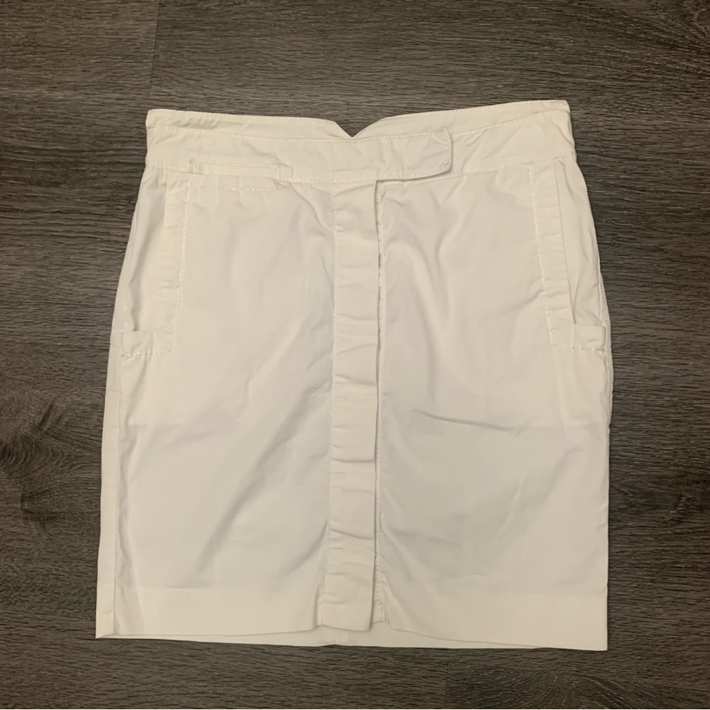 Diane Von Furstenberg Mini Skirt White Hidden Button Front Closure Pocket Size 4